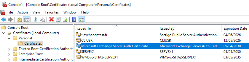 Microsoft Exchange Server Auth Certificate
