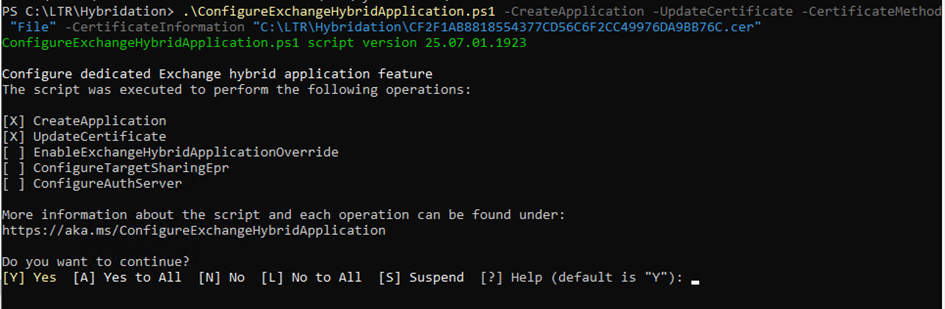 ConfigureExchangeHybridApplication.ps1