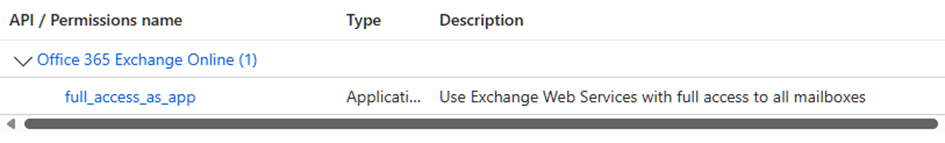Exchange Hybrid dedicated app permissions full_access_as_app