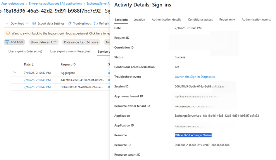 hybrid app sign-ins logs