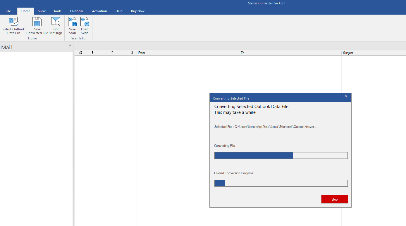 Export PST from OST file