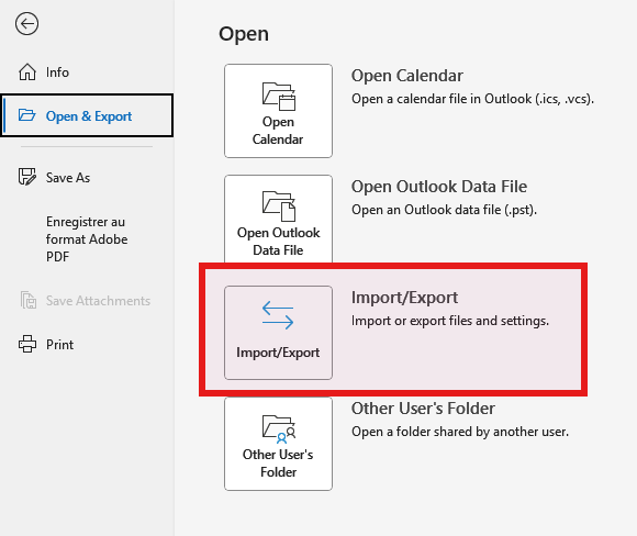 Export mailbox to PST with Outlook
