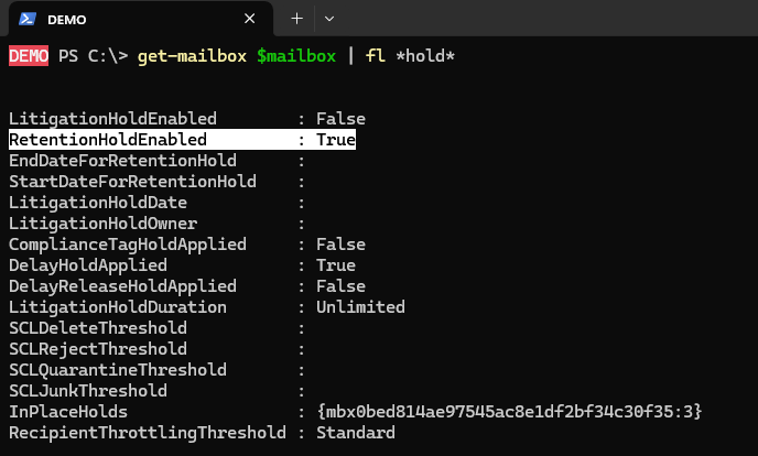 RetentionHoldEnabled after importing PSR