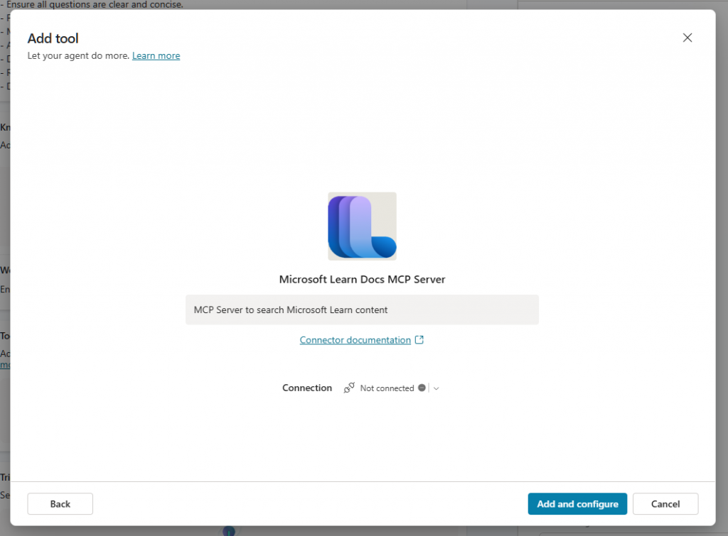 Copilot studio new agent - Microsoft Learn MCP