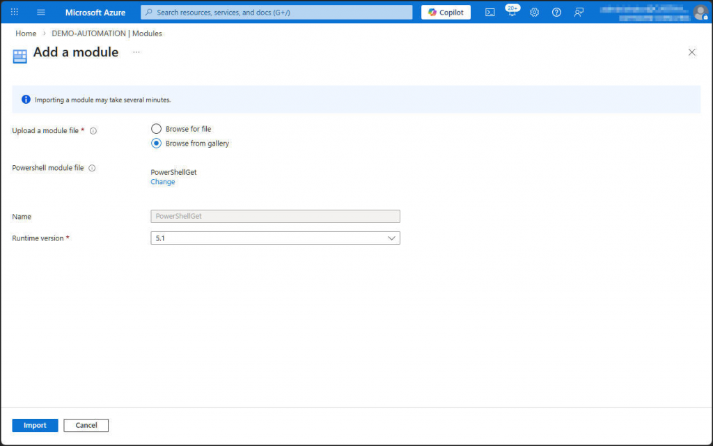 Azure - Add PowerShell modules to runbook