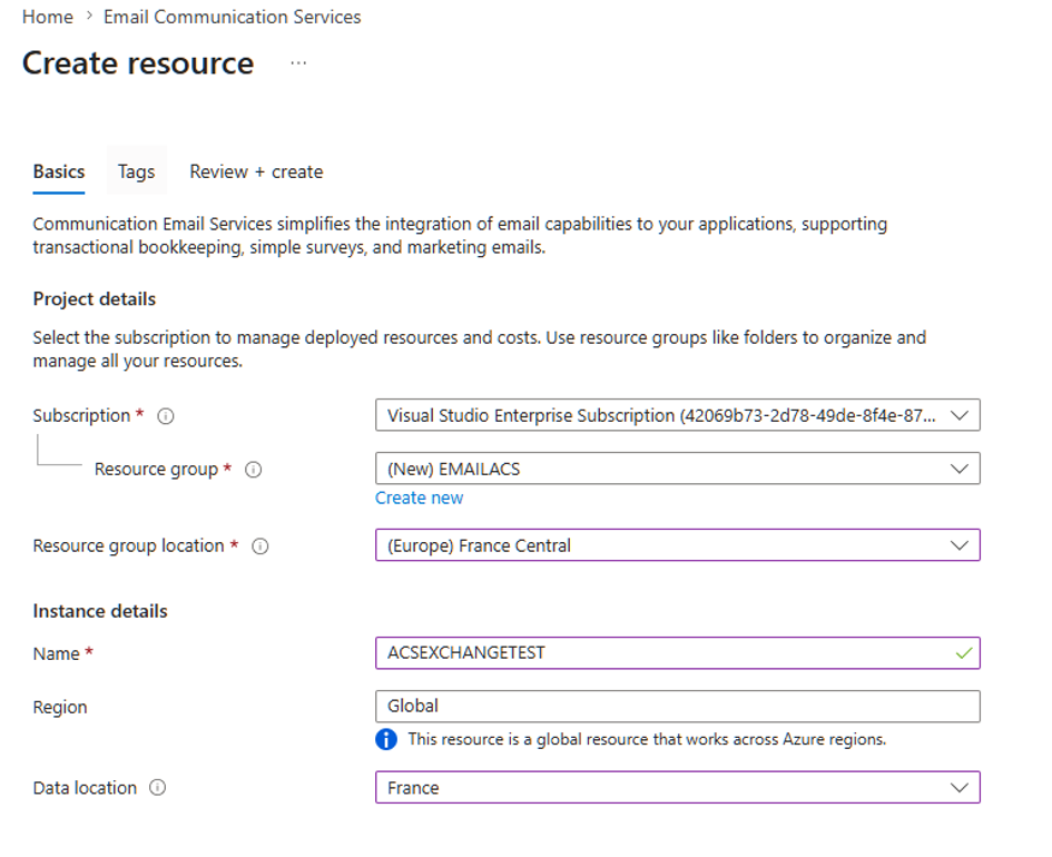 Create email communication service