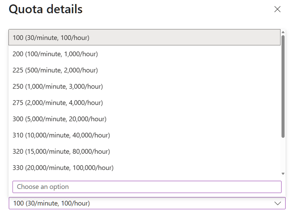 Increase quota limits