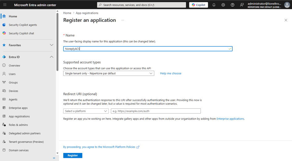 Register an application