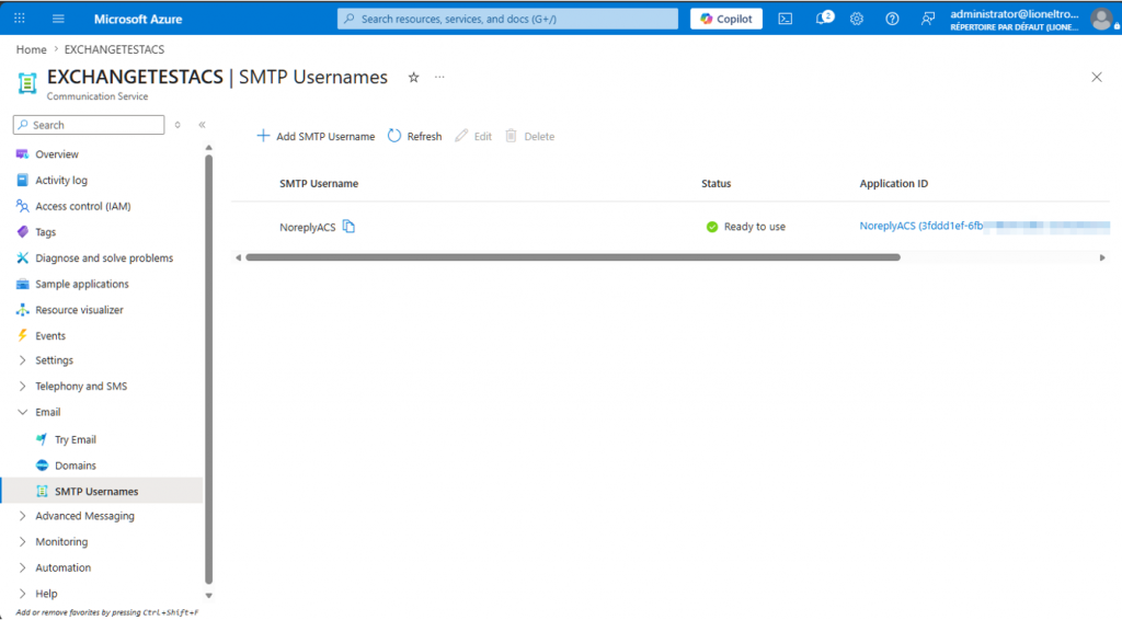 Create SMTP username