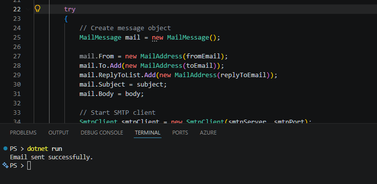C# code for sending SMTP emails