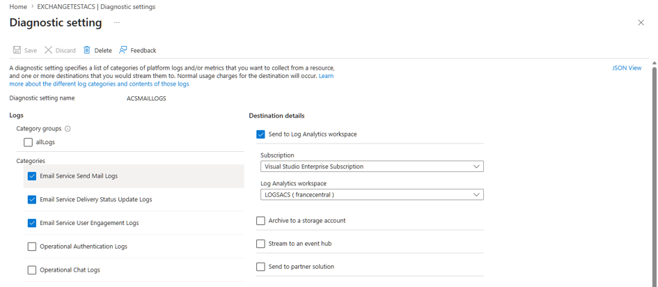 Enable logs and statistics