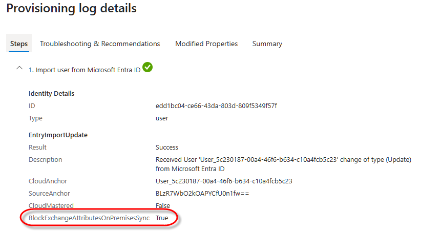  Cloud sync block exchange attributes replication for target with IsExchangecloudmanaged=true